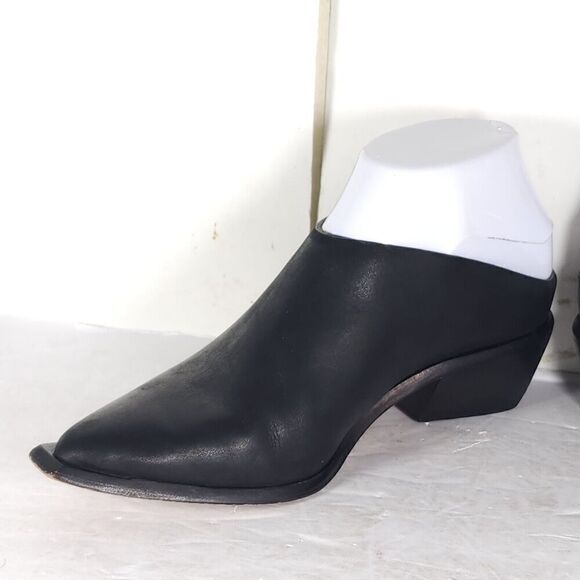 Wal and Pai Women's Mirage US5-5,5 EU36 Black Leather Cuban Heel Mules Clogs - Picture 8 of 14